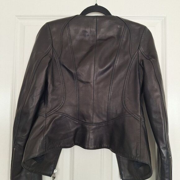 Akris Punto Black  Leather Moto Jacket size 2 - Picture 5 of 9